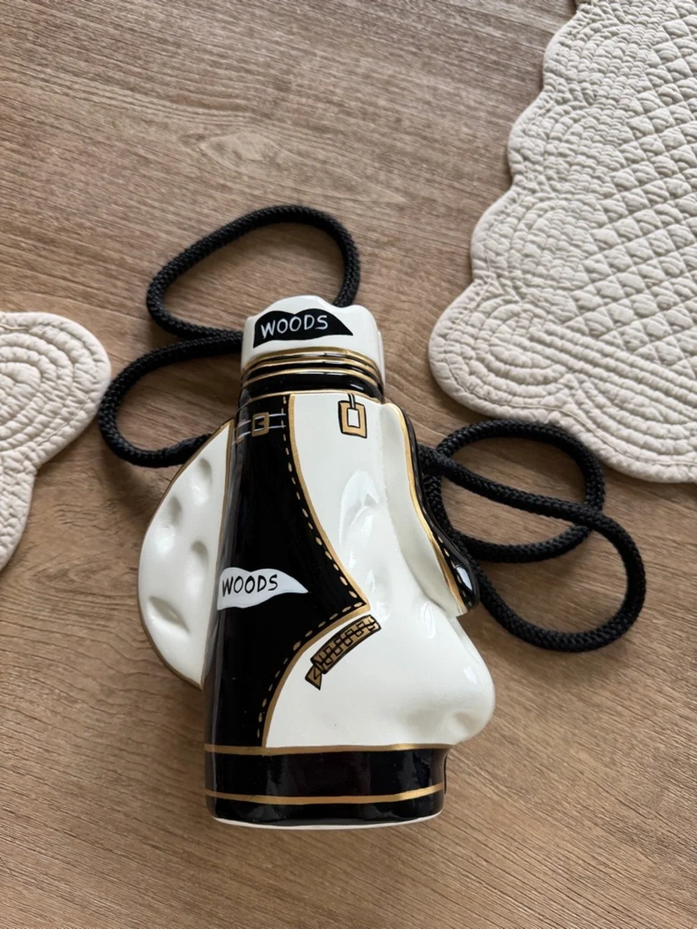 Timmy Woods Beverly Hills Golf Bag Crossbody Bag Purse White Black Gold VTG